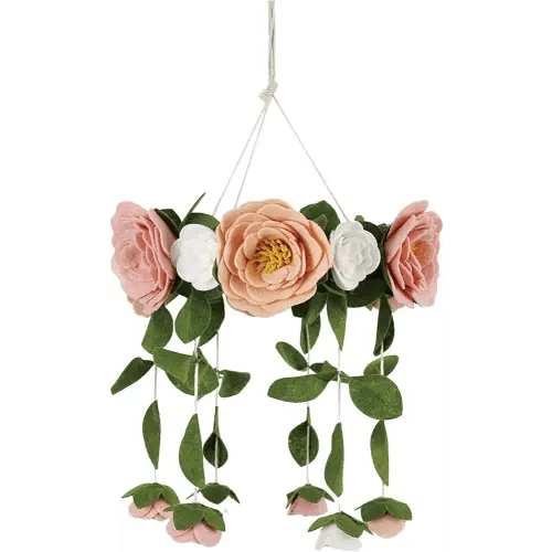 Sorrel + Fern Rose Flower Baby Crib Mobile (Felt Rose) - Baby Shower Gift Nursery Decorations - Handmade Floral Decor - for Girls