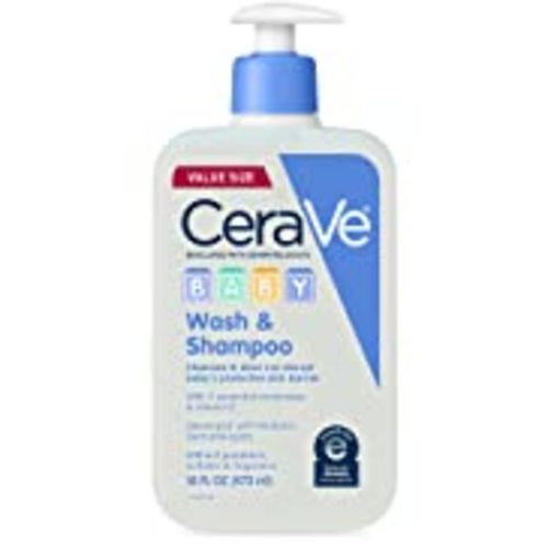 CeraVe Baby Wash & Shampoo | 2-in-1 Tear-Free for Skin Hair Fragrance, Paraben, Dye, Phthalates Sulfate Free Bath| Soap with Vitamin E 16 Ounce - 1 Pound (Pack of 1)