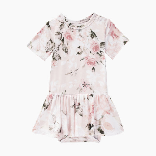 Posh Peanut Short Sleeve with Twirl Skirt Bodysuit - Vintage Pink Rose, 12-18 Months