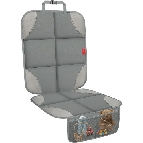 Car Seat Protector for Child Car Seat, Waterproof Durable 600D Fabric Car Seat Cover with Thickest Padding, Seat Protector Under Baby Car Seat with Non-Slip Backing Mesh Pockets for Baby and Pet