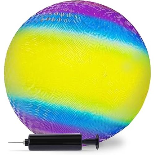 LovesTown Playground Ball with Pump, 8.5 Inch Kickball Dodgeball, for 4 Square Ball Game, Kids Sport Play
