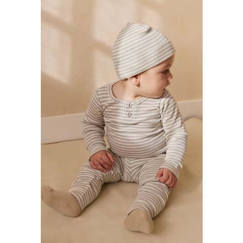 Organic Cotton Modal Everyday Legging - Narrow Stripe Moss/Cloud
