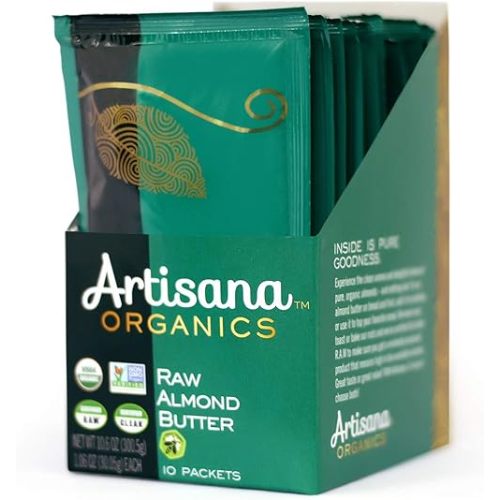 Artisana Organics Raw Almond Butter Snack Packs (10 Pack) | No Sugar Added, No Palm Oil, Vegan, Paleo, and Keto Friendly, Non GMO, 1.06oz Pouches
