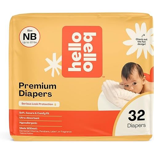 Hello Bello Premium Diapers Size NB, 32ct, Safari Squad Designs