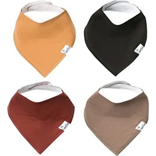 Copper Pearl Baby Bandana Bibs - 4 Pack Soft Cotton Baby Bibs for Drooling and Teething, Absorbent Drool Bibs for Baby Girl and Boy, Adjustable to Fit Newborns to Toddlers, Tons of Styles (Dune)