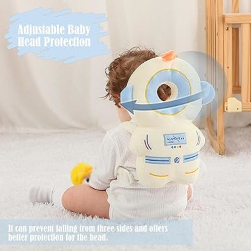 Baby Head Protector Backpack -Soft & Lightweight Pads - Prevents Bebes Backward Fall Astronauts Plush Stuffed