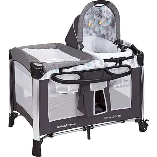 Baby Trend GoLite ELX Unisex Versatile Deluxe Infant Play Portable Nursery Center for Newborns, Lightweight 30 pounds, Drip Drop Blue