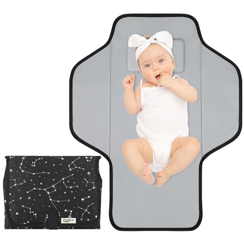 PHOEBUS BABY Portable Changing Pad Travel - Waterproof Compact Diaper Changing Mat with Built-in Pillow - Lightweight & Foldable Changing Station
