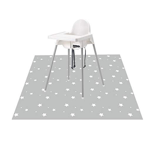 Splat Mat for Under High Chair/Arts/Crafts, WOMUMON Washable Baby Spill Mat Waterproof Anti-slip Floor Splash Mat, Portable Play Mat and Table Cloth (Star, 51")