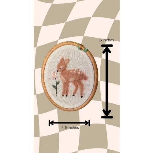 Needle Felt Fawn Nursery Sign: Handmade Baby Deer Embroidery Hoop