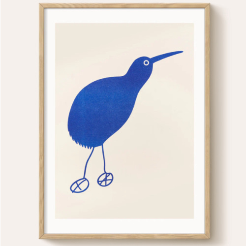 18x24” Blue Kiwi with Natural Oak Frame