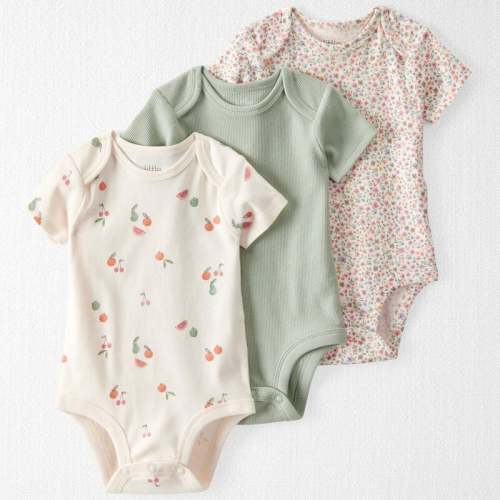 Mint, Sweet Cream, Fruit Print Baby 3-Pack Organic Cotton Rib Bodysuits | Carter’s Oshkosh Canada