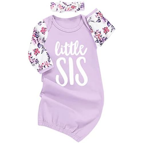 AMAWMW Camisón de manga larga a rayas para bebé recién nacida, para hermana pequeña, pijama, para regalar
