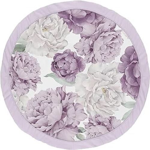 Sweet Jojo Designs Lavender Purple Boho Shabby Chic Floral Girl Baby Play Mat Tummy Time Activity Infant Playmat Playpen Tent Teepee Floor Violet Ivory Bohemian Vintage Garden Watercolor Flower Nature