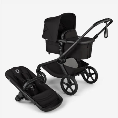 Bugaboo Kangaroo bassinet and seat stroller black base, desert taupe fabrics, desert taupe sun canopy