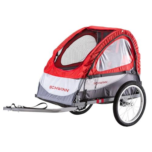 Schwinn Joyrider Echo and Trailblazer Child Bike Trailer, Single and Double Seat Baby Carrier Options, Canopy, 16 or 20-Inch Air-Filled Tires, with Bug Screen & Weather Shield, Bike Attachment