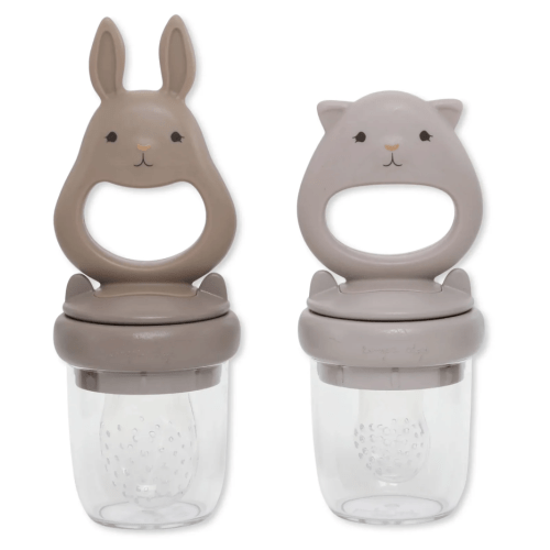 Silicone Feeding Fruit Pacifier bunny in lilac + shiitake