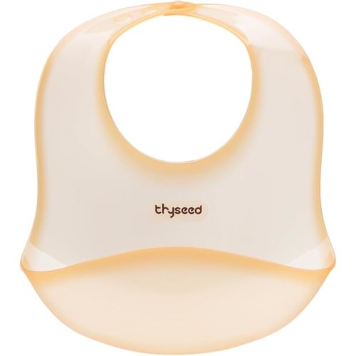 thyseed Ultra Thin & Light Waterproof Silicone Bibs for Babies Eating Toddler Feeding Silicon Food Catcher with Large Pouch
