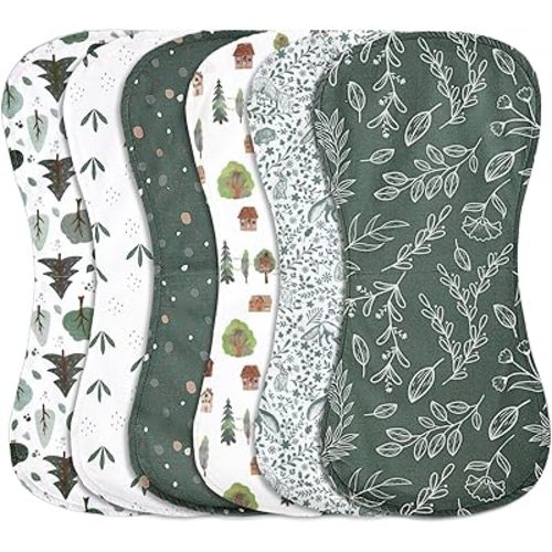 6 Pcs Organic Burp Cloths Soft Muslin Baby Burping Cloths Absorbent Cotton Burp Cloths for Babies Unisex Neutral Newborn Spit up Rags for Baby Boys and Girls Gift