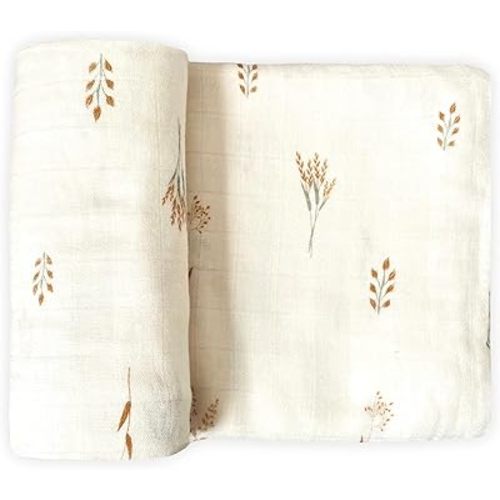 Leyl&Ari Muslin Swaddle Blanket | Receiving Blankets for Baby Boy Girl | Floral Swaddle Blanket (Wild Herbs)