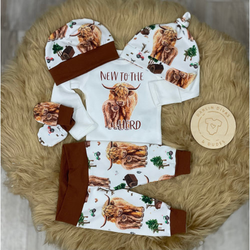 Boy Highland Cow Coming Home Outfit,  New to the Herd