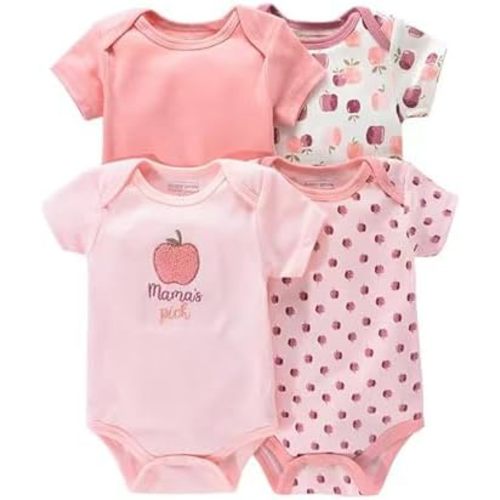 Newborn Girl Short Sleeve Bodysuit Baby Boy Clothes Unisex One-Piece Baby Clothes 4-Pack