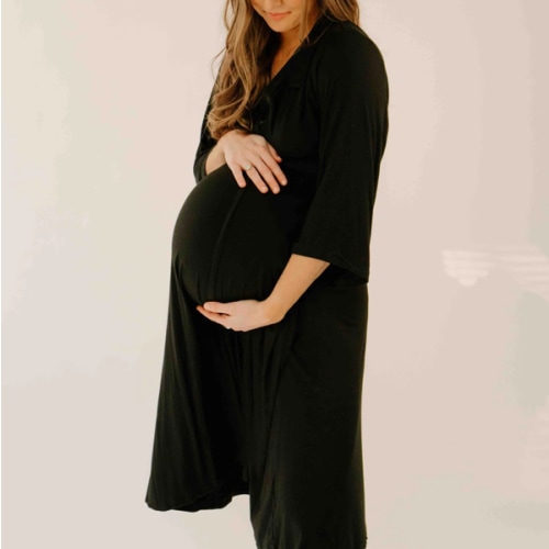 Lila Labor & Postpartum Gown in Black