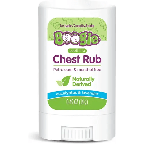 Boogie Chest Rub Stick for Soothing Relief, Petroleum-Free, USDA Organic, Naturally Derived, Soothing Eucalyptus and Lavender, 0.49oz, Pack of 1