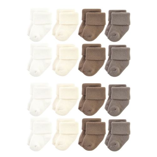 Hudson Baby Cotton Socks 16-pack in Solid Beige Brown Size 6-12 Months