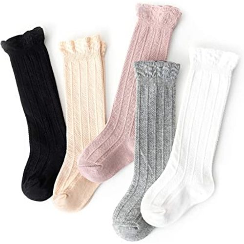 Knee High Socks for Girls Toddler Newborn Baby Girl Socks Infant Cotton Stockings Tube Ruffled Unisex Tights