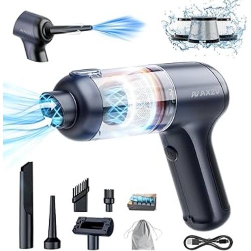 Car Vacuum Portable Cordless 16000Pa Mini Vacuum Cleaner for Car, Low Noise Hand Vacuum Cordless Rechargeable, with Cleaning Gel for Car Detailing Keyboard Cleaner Home Cleaning