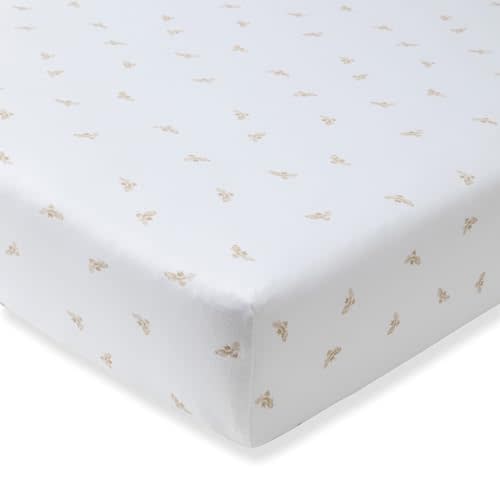 Burt's Bees Baby Essential Organic Cotton Fitted Crib Sheet, Breathable for Boy Girl Standard Crib & Toddler Mattresses