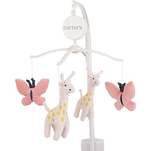 Carter's Pretty Pink Giraffes Coral Butterflies Musical Mobile