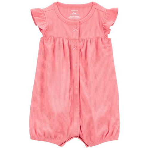Baby Cotton Rib Short-Sleeve Romper - Pink - Carter's | Carter's