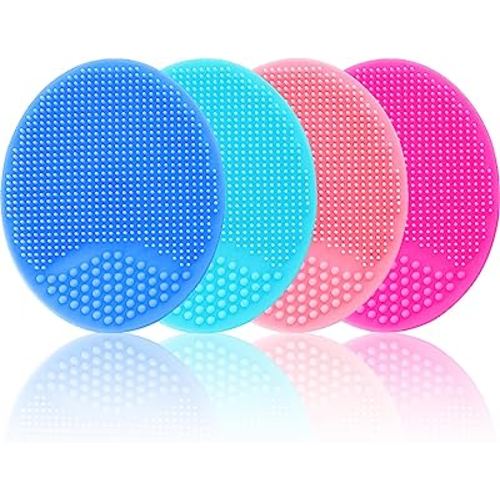 Silicone Facial Cleansing Brush - 4 Pack Face Scrubber & Exfoliator for Deep Cleaning, Soft Brush, Blackhead & Acne Pore Care