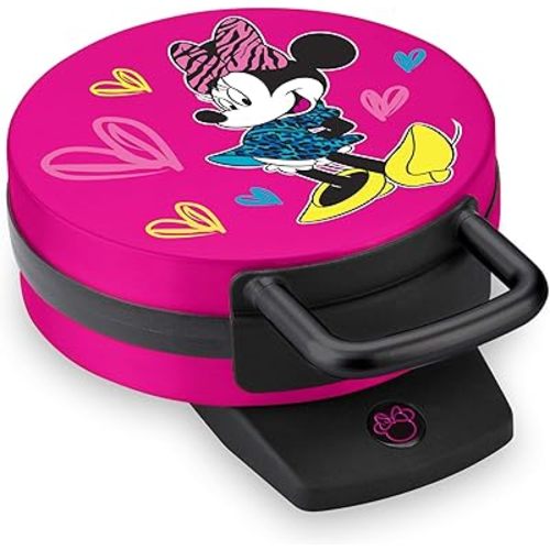 Disney Minnie Mouse Waffle Maker by Select Brands - Premium Minnie Mouse Kitchen Accessory - Kitchen Appliance for Disney Lovers - 7" Waffles, Pink