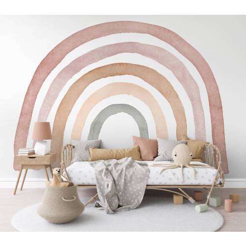 Rainbow Decal - Sweet Neutral Boho Peel and Stick Wall Décor for Nursery - No Background, Colorful Children’s Room Art
