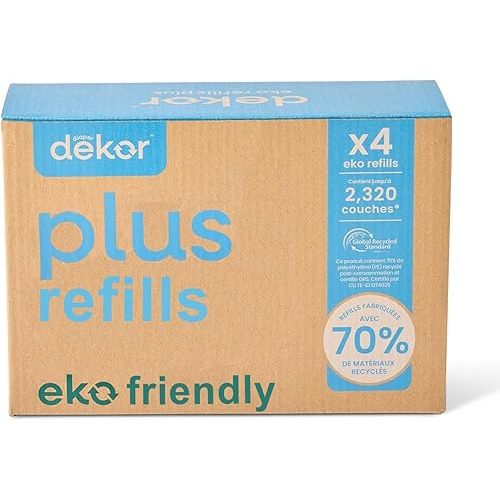 Diaper Dekor Plus Diaper Pail Refills | 4 Count Unscented | Exclusive End-of-Liner Marking | Thick, Quick & Easy to Replace | Most Economical Refill System | for Original and Eko Style Pails