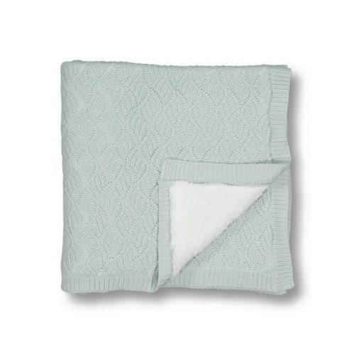 Light Grey Chunky Knitted Blanket with Fleece Lining | Best&Less™ Online