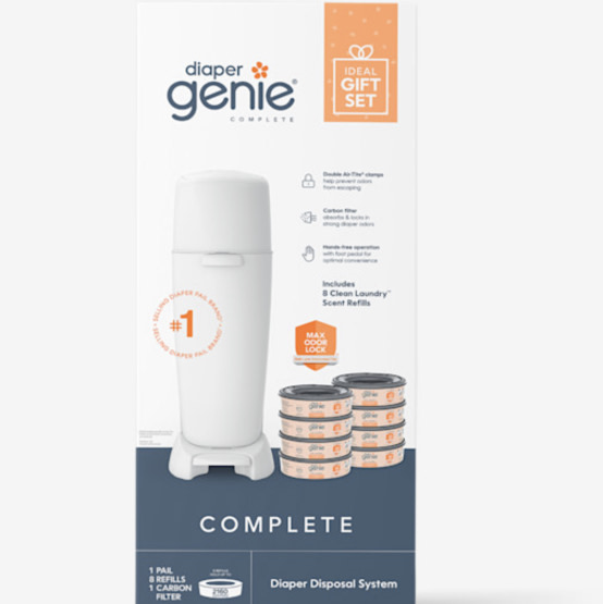 Diaper Genie Complete Registry Gift Set with 8 Refill Bags