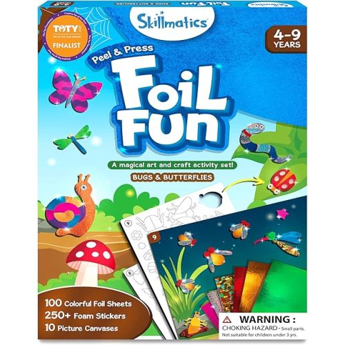 Skillmatics Foil Fun - Bugs & Butterflies, No Mess Art for Kids, Craft Kits & Supplies, DIY Creative Activity, Travel Toys, Gifts for Boys & Girls Ages 4, 5, 6, 7, 8, 9
