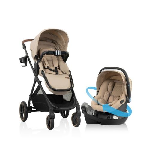 Evenflo Shyft Intuiti+ Travel System Featuring Revolve180 LiteMax NXT with Sensory Soothe - Travertine