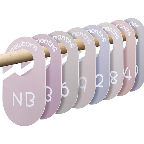 Baby Closet Dividers for Clothes Organizer - Set of 8 Double-Sided Clothes Size Dividers from Newborn to Toddler for Daily Gender Neutral Baby Nursery Decor