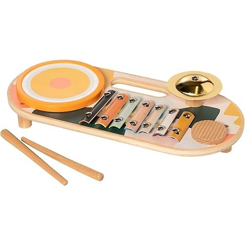 Manhattan Toy Beats to Go Wooden Toddler and Preschool Musical Learning Toy Xylophone, Drum, Cymbal and Washboard