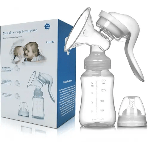 Manual Breast Pump with Non-Slip Design, Microwave Safe Milk Collection Bottle, Heat Resistant