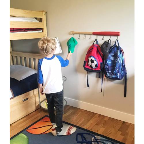 Baseball Bat Hat Cap Coat Jersey Equipment and Backpack Rack