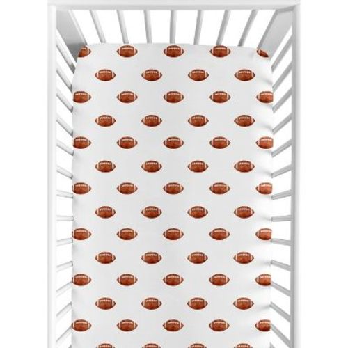 Sweet Jojo Designs Boy Baby Fitted Crib Sheet Watercolor Sports Theme Brown and White