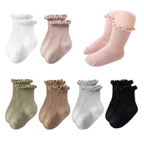 VIAOKUTH Gzeibmoo Baby Girls Socks Newborn Cotton Infant Toddler Frilly Ruffle