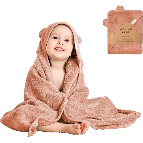 Toddler Bath Towel for Boys & Girls - Soft Baby Bath Towels with Cute Bear Ears - Cozy Baby Towels, Toddler Towels for Newborn, Infant & Toddler - 600 GSM, 35x35 inch (Ginger Red)