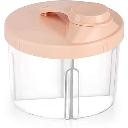 Accmor Baby Formula Dispenser On The Go, Non-Spill Rotating Four-Compartment Formula Container for Travel, Milk Powder and Snack Storage Container for Infant Toddler Travel Outdoor, Pink